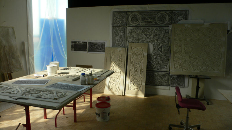 Carbon fibre board forms at various stages of completion, Derix Studio