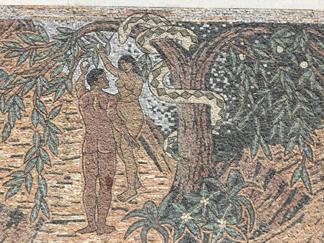 Mosaic full view on entrance wall