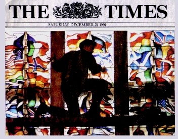 The Times, 21 December 1991 — photograph of the window during installation
