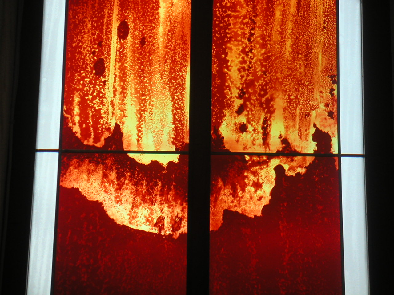 Fire — deep red acid-etched flashed glass, Domaine Mechtildshausen, 2003