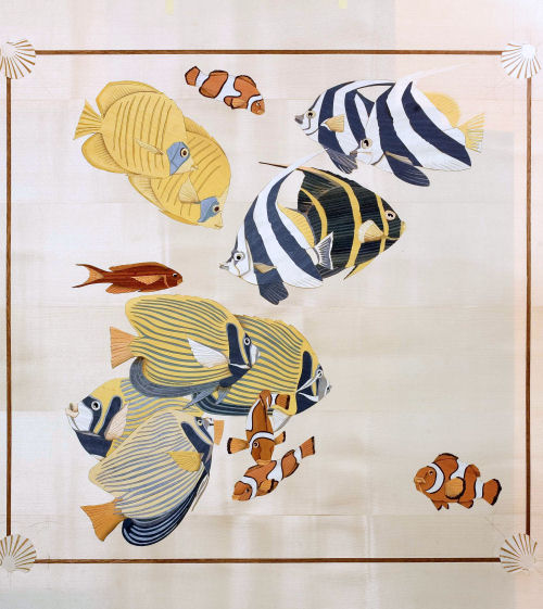 Cobalt blue bed — main panel detail, full reef habitat