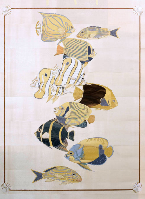 Cobalt blue bed — panel detail showing layered reef ecology