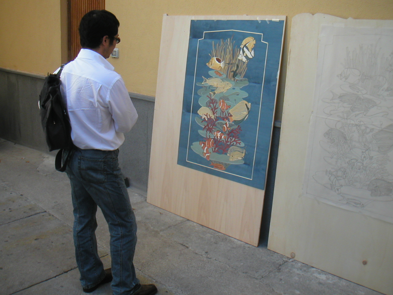 The panels laid out on the workshop floor — scale visible