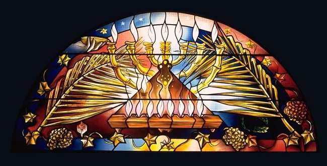 Hanukkah window — full view