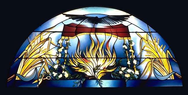 Hanukkah window — detail