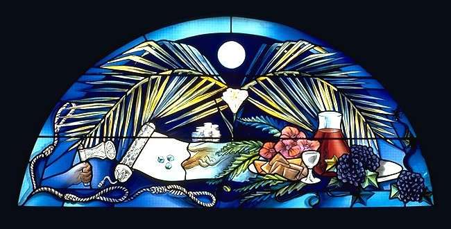 Hanukkah window — detail