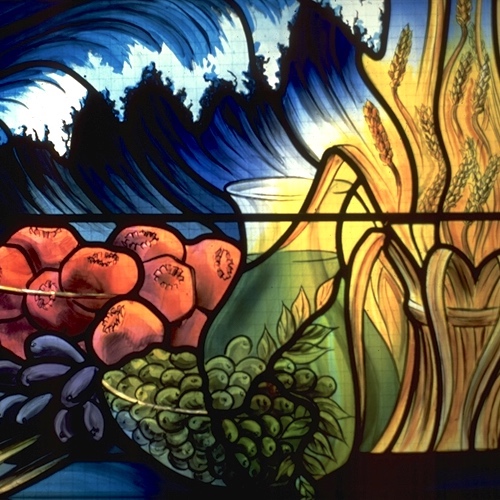 Sukkot window — Queens Park Synagogue Glasgow